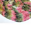 Vibrant Natural Watermelon Tourmaline Smooth Button Roundel Beads Strand Length 14 Inches and Size 4mm approx. TOP QUALITY ~ TRANSPARENT BEADS 